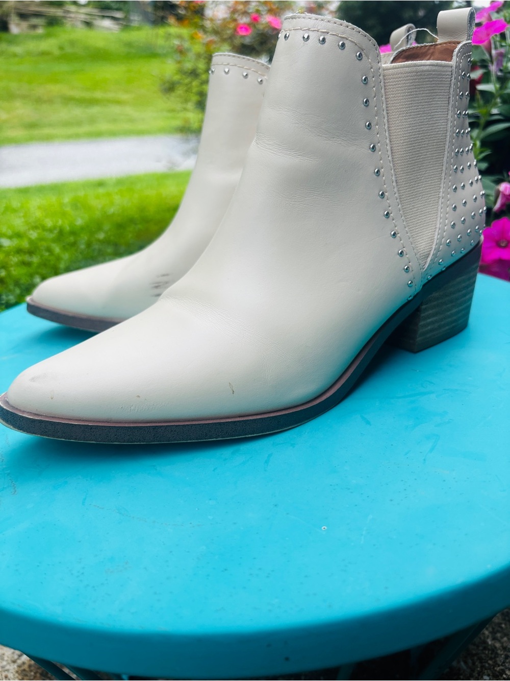 Dolce Vita Cream Studded Chelsea Ankle Boots